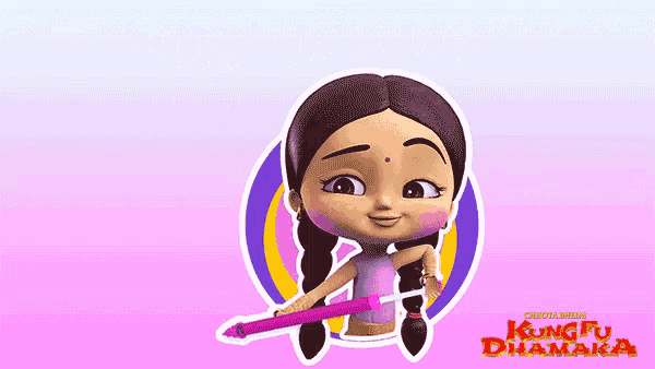 a poster for kung fu dhamaka shows a little girl holding a pink pencil