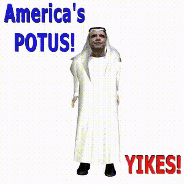 a cartoon of a man with the words " america 's potus yikes "