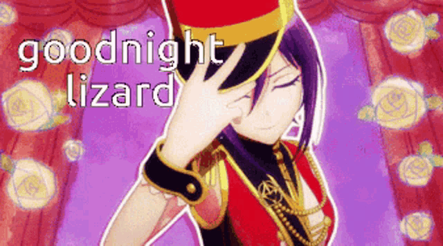 a picture of a girl with the words goodnight lizard