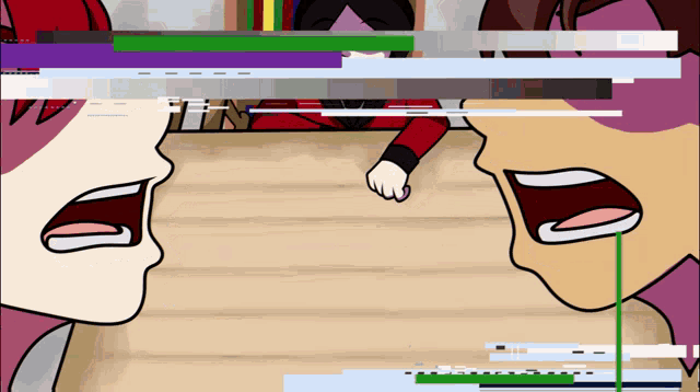 a cartoon of a man and a woman with their mouths open talking to each other