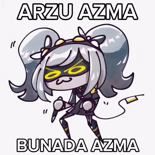 a cartoon of a girl with the words arzu azma bunada azma on the bottom