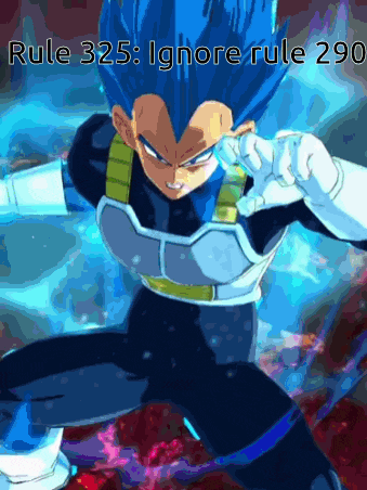 a picture of a cartoon character with the words rule 325 ignore rule 290