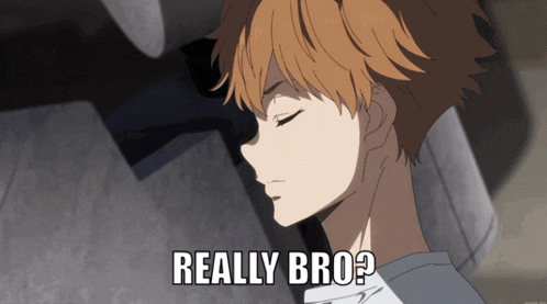 a cartoon character says " really bro " in front of a concrete wall