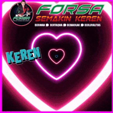 a poster for forsa semakin keren with a pink heart in the middle