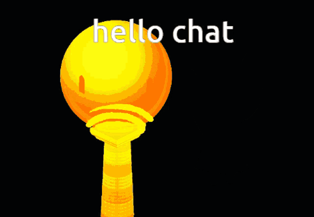 a cartoon drawing of a girl and a yellow object that says hello chat