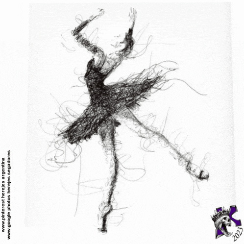 a black and white drawing of a ballerina with the year 2013 on the bottom