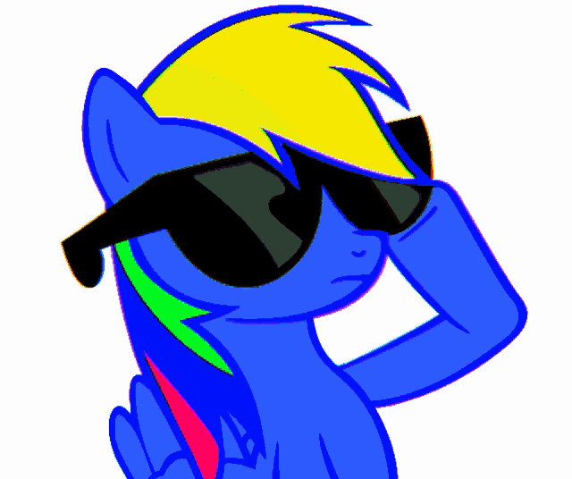 a cartoon of a rainbow dash wearing sunglasses on a white background