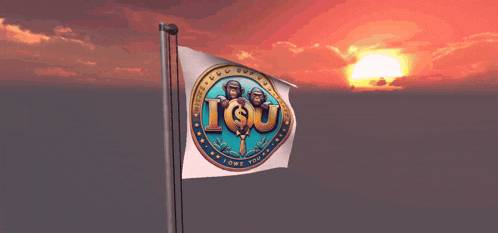 a flag that says i owe you is waving in the wind