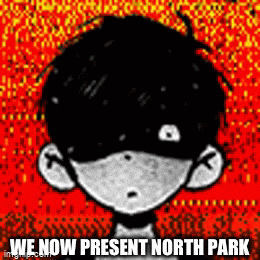 a cartoon of a boy wearing a mask with the words we now present north park below him
