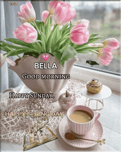 a bouquet of pink flowers sits on a table next to a cup of coffee