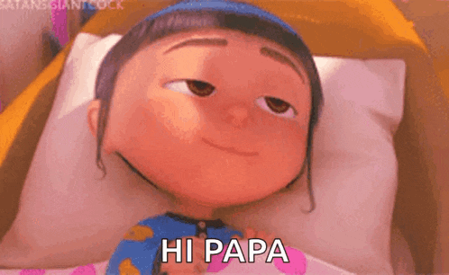 a girl from despicable me is laying in bed with a pillow .