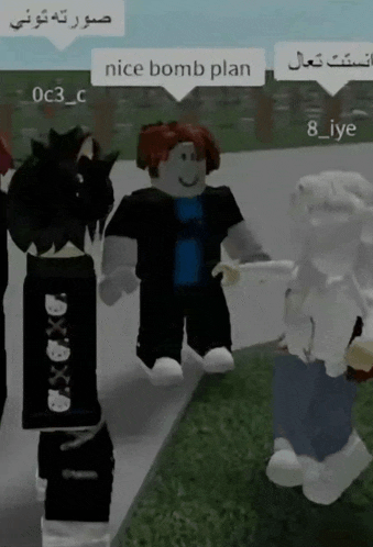 a group of roblox characters standing next to each other