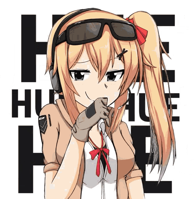 a drawing of a girl with a ponytail and sunglasses with the word hustle in the background