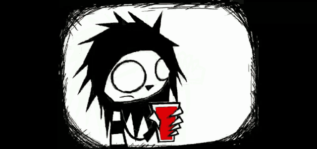 a black and white drawing of a person holding a cup with the word ave on it