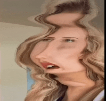 a close up of a woman 's face with a strange face