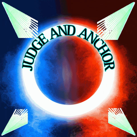 a logo for judge and anchor with a circle in the center