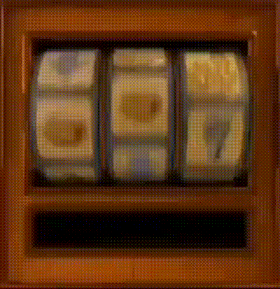 a slot machine with three reels and a few numbers on them