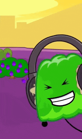 a green cartoon character wearing headphones with a microphone