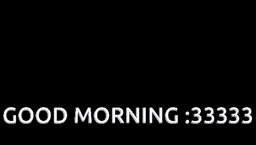 a cartoon character says good morning 3:33 on a pink background