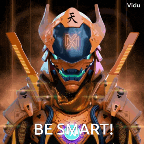 a robot with a helmet that says be smart