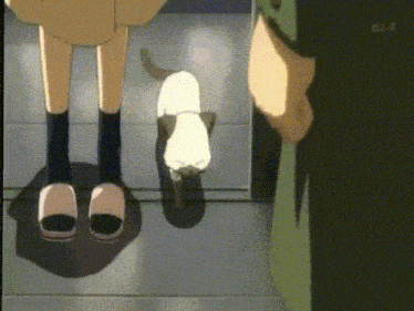 a cartoon of a person standing next to a cat with the number 3 on it