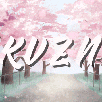 a painting of a path with the word kuzui written in white
