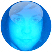 a blue circle with a person 's face inside of it