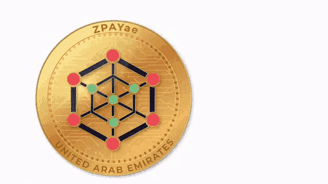 a gold coin that says zpayae united arab emirates next to a teddy bear