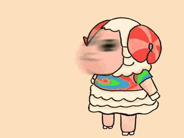 a cartoon drawing of a sheep with a colorful shirt