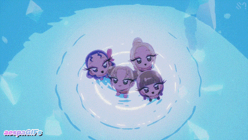 a cartoon drawing of a group of girls with the word aespagifs below them