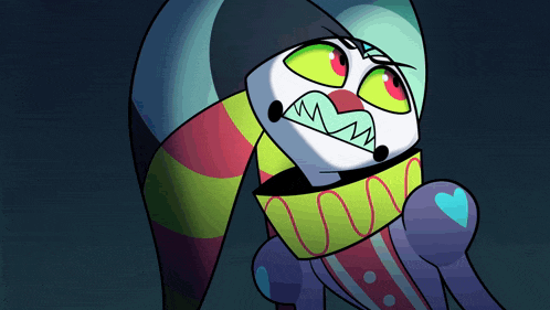 a cartoon drawing of a clown with a scarf around its neck