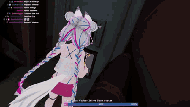 a girl in a video game is holding an ice cream cone and talking to someone