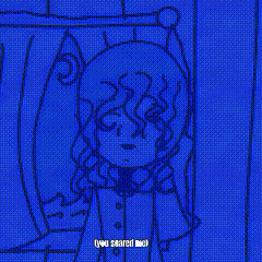a blue background with a cartoon character and the words ahhh
