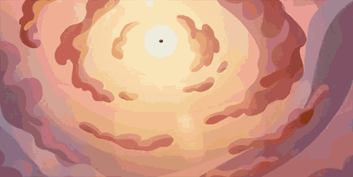 a cartoon drawing of a circle with a white dot in the center