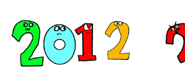 a cartoon drawing of numbers 2011 and 2012 with faces