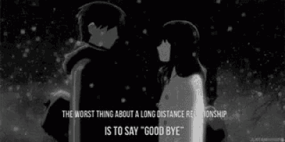 the worst thing about a long distance relationship is to say `` goodbye '' .