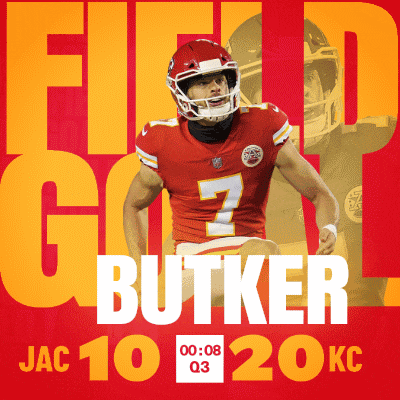 a poster that says field go butker jac 10 20 kc on it