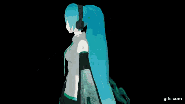 a gif of hatsune miku giving the middle finger