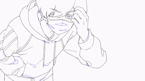 a drawing of a person wearing a hoodie