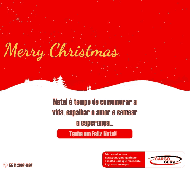 a merry christmas greeting card with a red background