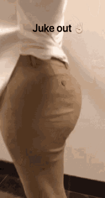 a woman 's butt is shown with the words juke out written above it