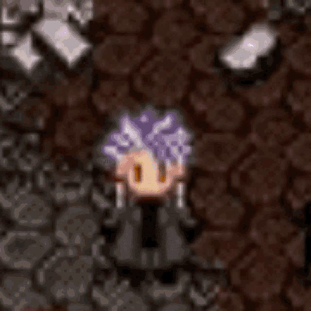 a pixel art of a flame coming out of a hole in the ground