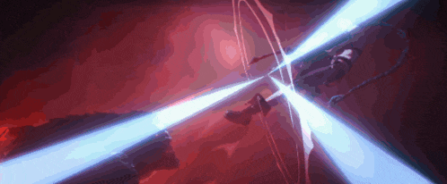 a red background with a few lines of light