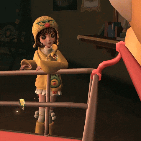 a cartoon girl wearing a yellow sweater and a yellow hat