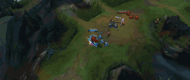 a screenshot of a video game shows a player with a blue circle around them