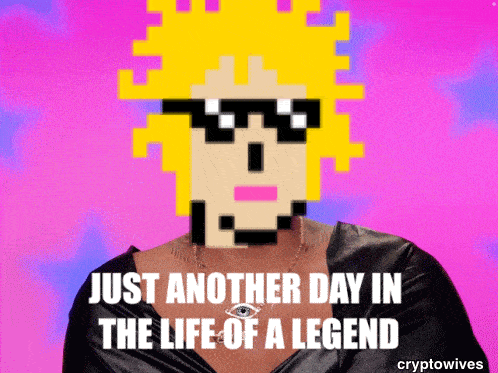 a pixelated image of a woman with the words just another day in the life of a legend