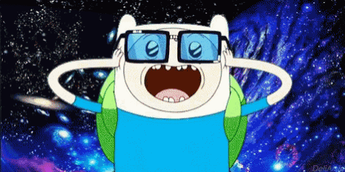 a cartoon character is wearing glasses with the letter e on the lenses
