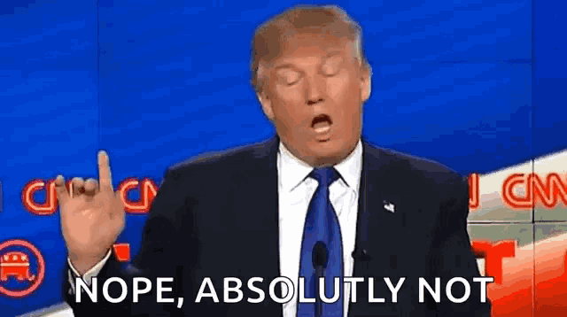 donald trump is giving a speech on cnn and says nope , absolutely not
