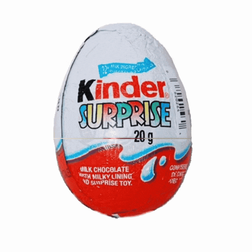 a kinder surprise egg with a picture of a bald man inside