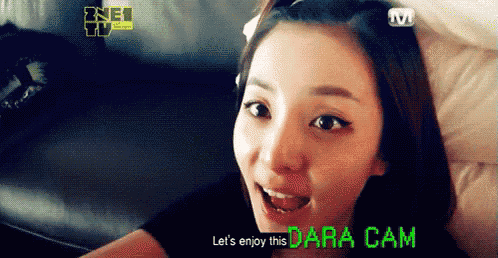a woman says let 's enjoy this dara cam on a screen